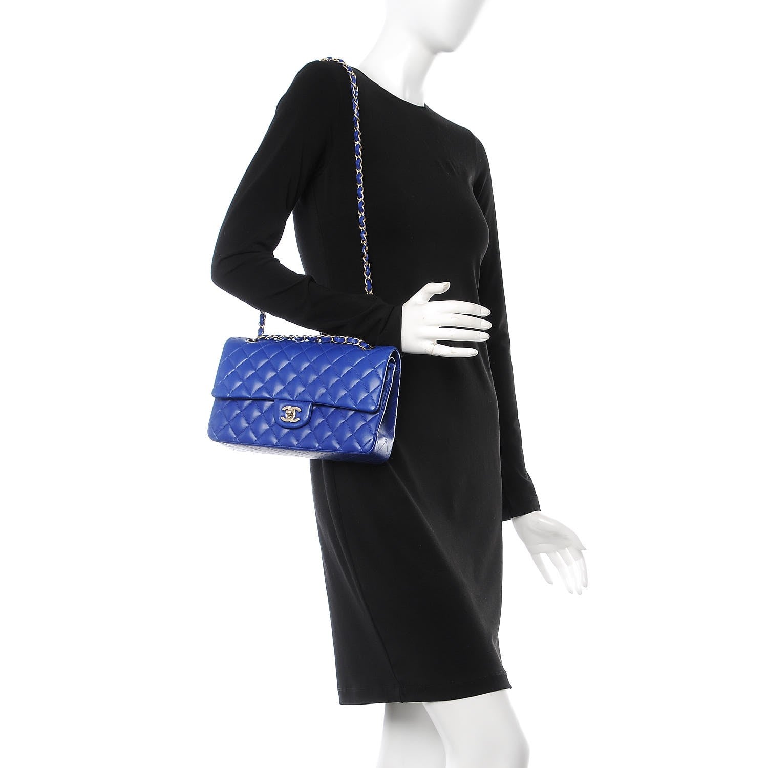 Chanel Lambskin Quilted Medium Double Flap Dark Blue 3 of 10