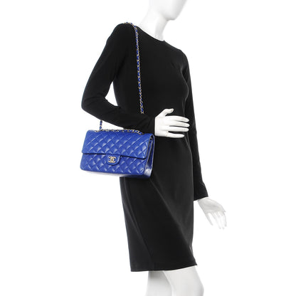 Chanel Lambskin Quilted Medium Double Flap Dark Blue 3 of 10