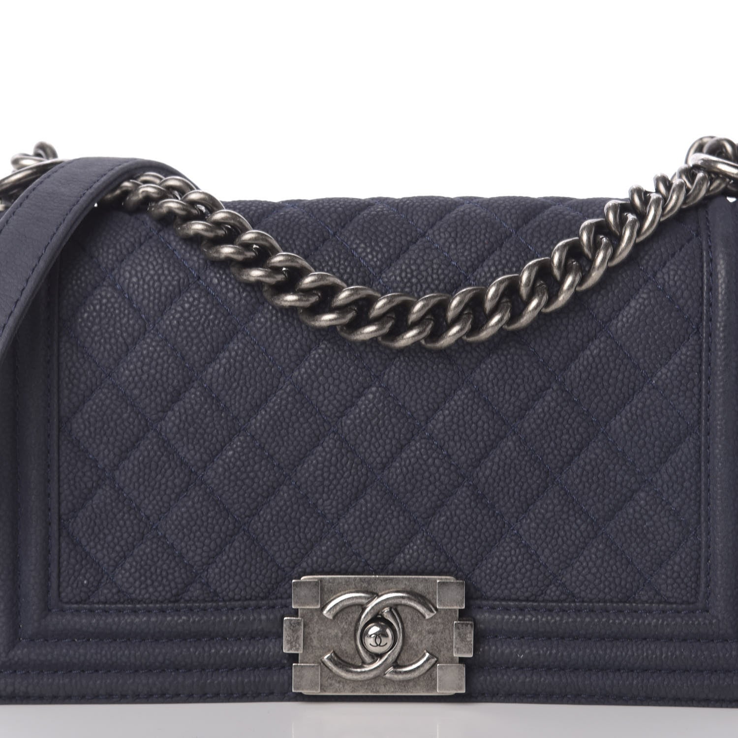 Chanel Iridescent Caviar Quilted Medium Boy Flap Dark Blue 12 of 12