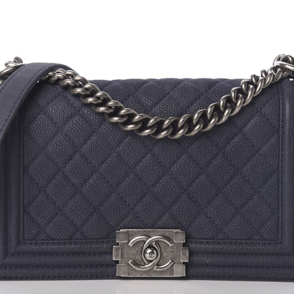 Chanel Iridescent Caviar Quilted Medium Boy Flap Dark Blue 12 of 12