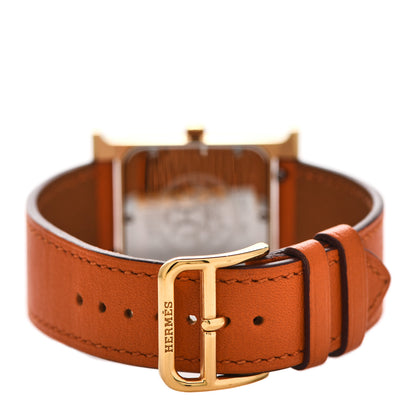 Hermes Stainless Steel Swift 26mm Heure H Hour Quartz Watch Orange 3 of 4