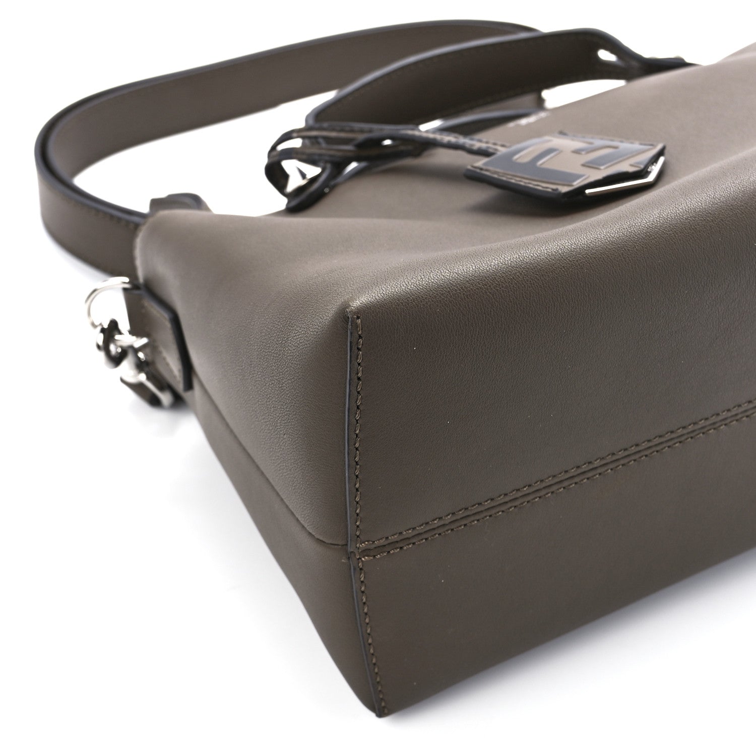 Fendi Vitello Dolce Bi-Color FF 1974 Embossed Medium By The Way Boston Bag Maya Black 9 of 10