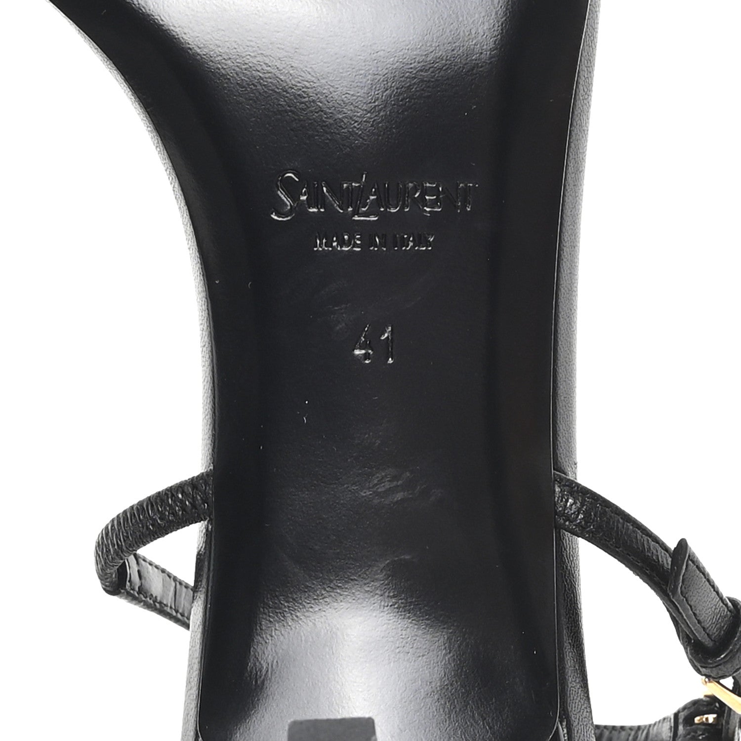 Saint Laurent Satin Slingback Jaspe 55 Sandals  41 Black 7 of 8