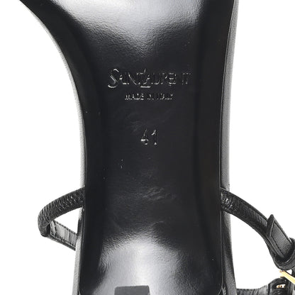 Saint Laurent Satin Slingback Jaspe 55 Sandals  41 Black 7 of 8