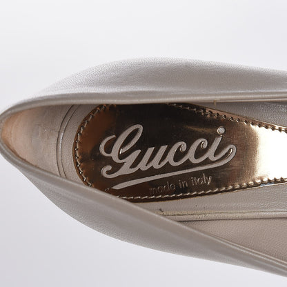 Gucci Lambskin Platform Peep Toe Pumps 36 Beige 7 of 10