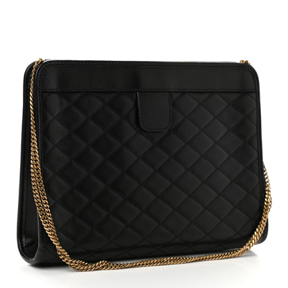 Saint Laurent Lambskin Quilted Monogram Baby Victoire Chain Clutch Bag Black 3 of 10
