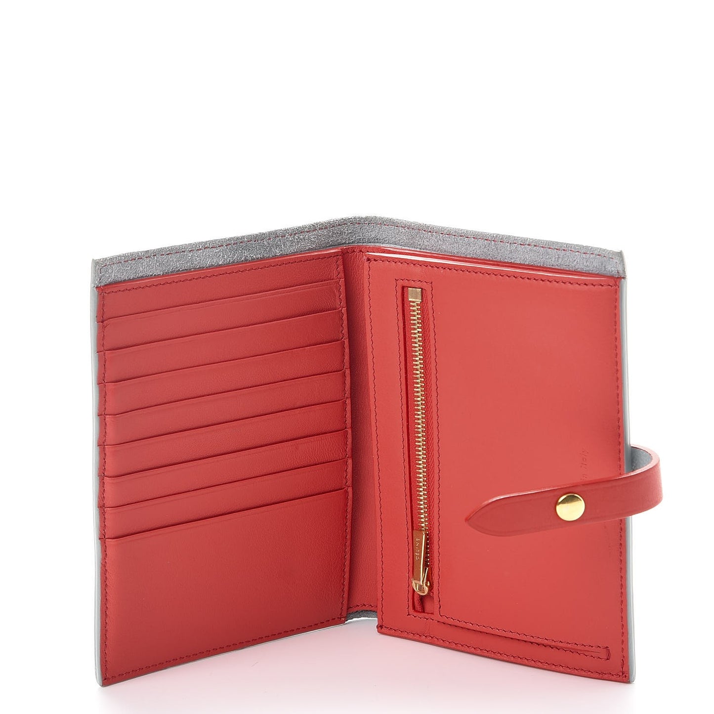 Grained Calfskin Medium Multifunction Strap Wallet Blue