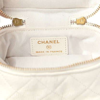Chanel Caviar Quilted Mini Top Handle Vanity With Chain White 6 of 10