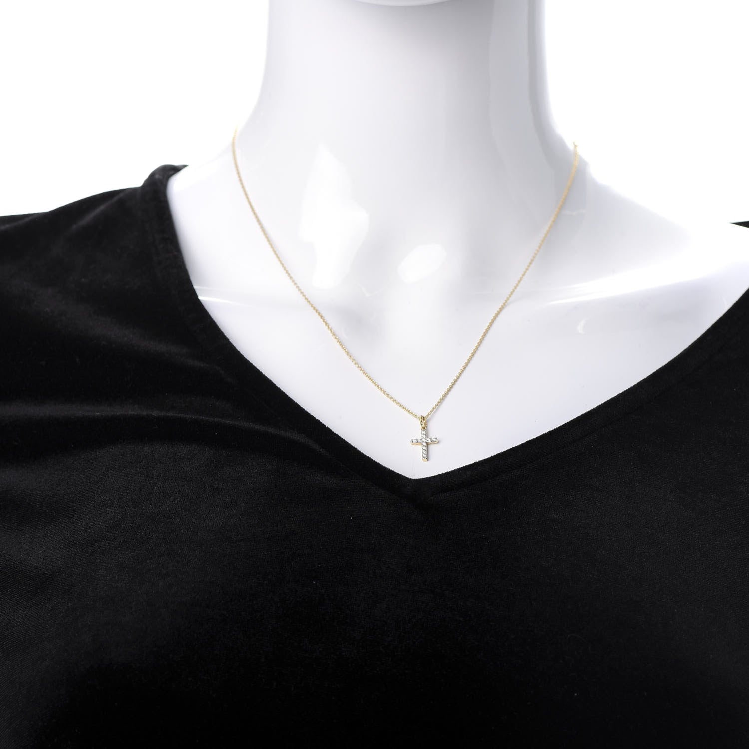 David Yurman 18K Yellow Gold Diamond Cable Collectibles Cross Necklace 2 of 5