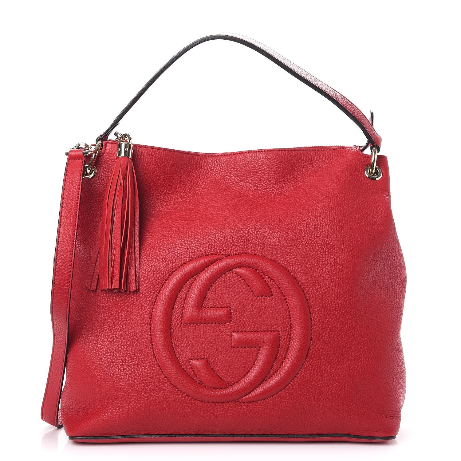 Gucci Pebbled Calfskin Large Soho Hobo Tabasco Red 1 of 12