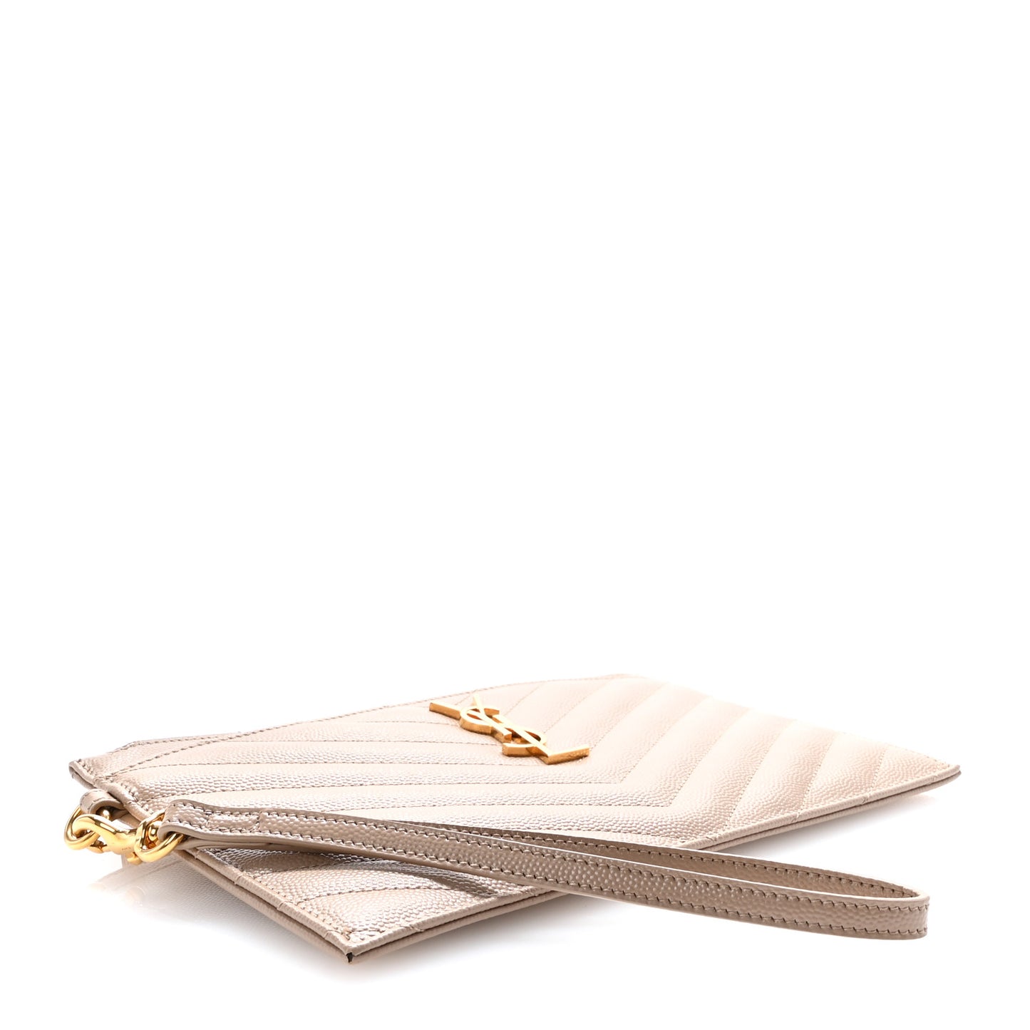 Grain De Poudre Chevron Monogram Large Bill Pouch Dark Beige