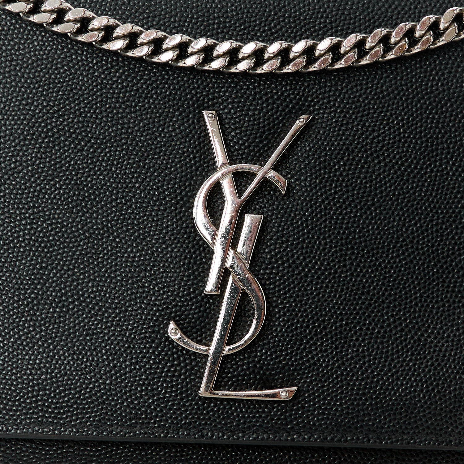 Saint Laurent Grain De Poudre Medium Classic Monogram Kate Satchel Black 9 of 11