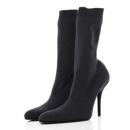 Balenciaga Knit Round Toe Knife Booties 40 Navy 3 of 12