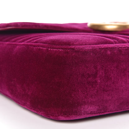 Gucci Velvet Matelasse Medium GG Marmont Shoulder Bag Fuchsia Violet Cyclamen 8 of 10