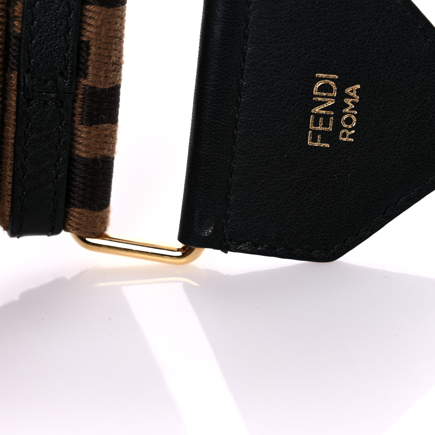 Fendi Ribbon Vitello Seta FF 1974 Adjustable Strap You Fango Marrone Black 5 of 6