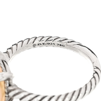 David Yurman Sterling Silver 18K Yellow Gold Diamond Morganite 7mm Petite Chatelaine Ring 54 6.75 5 of 5