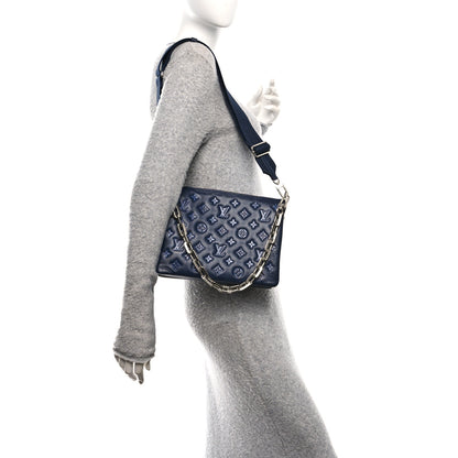 Louis Vuitton Lambskin Embossed Monogram Coussin PM Navy 2 of 12