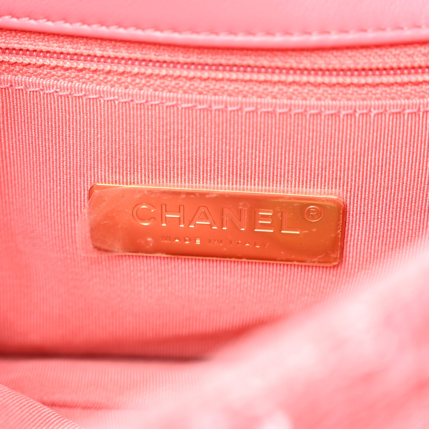Sequin Quilted Medium Chanel 19 Flap Coral