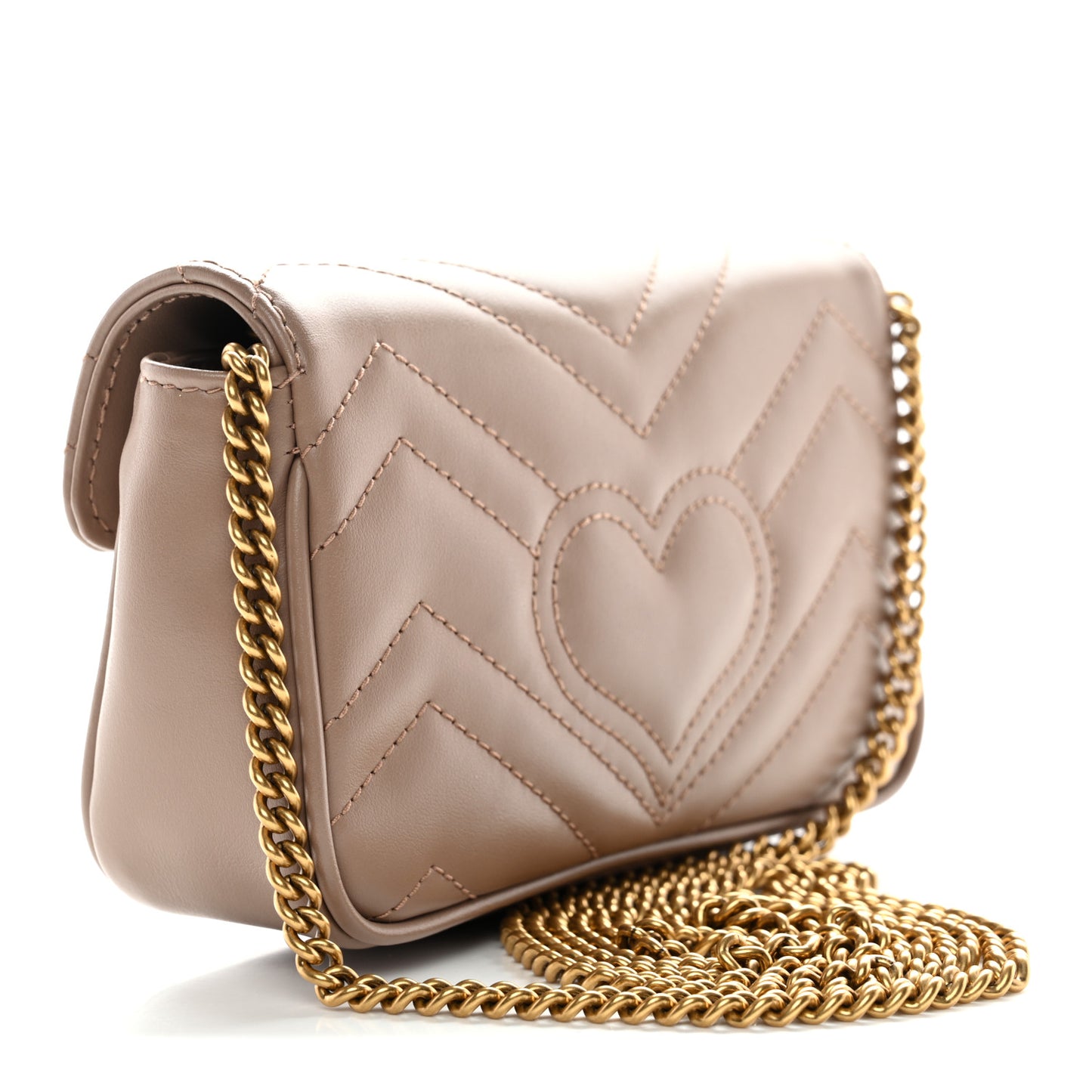 Calfskin Matelasse Super Mini GG Marmont Shoulder Bag Porcelain Rose