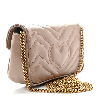Gucci Calfskin Matelasse Super Mini GG Marmont Shoulder Bag Porcelain Rose 3 of 9