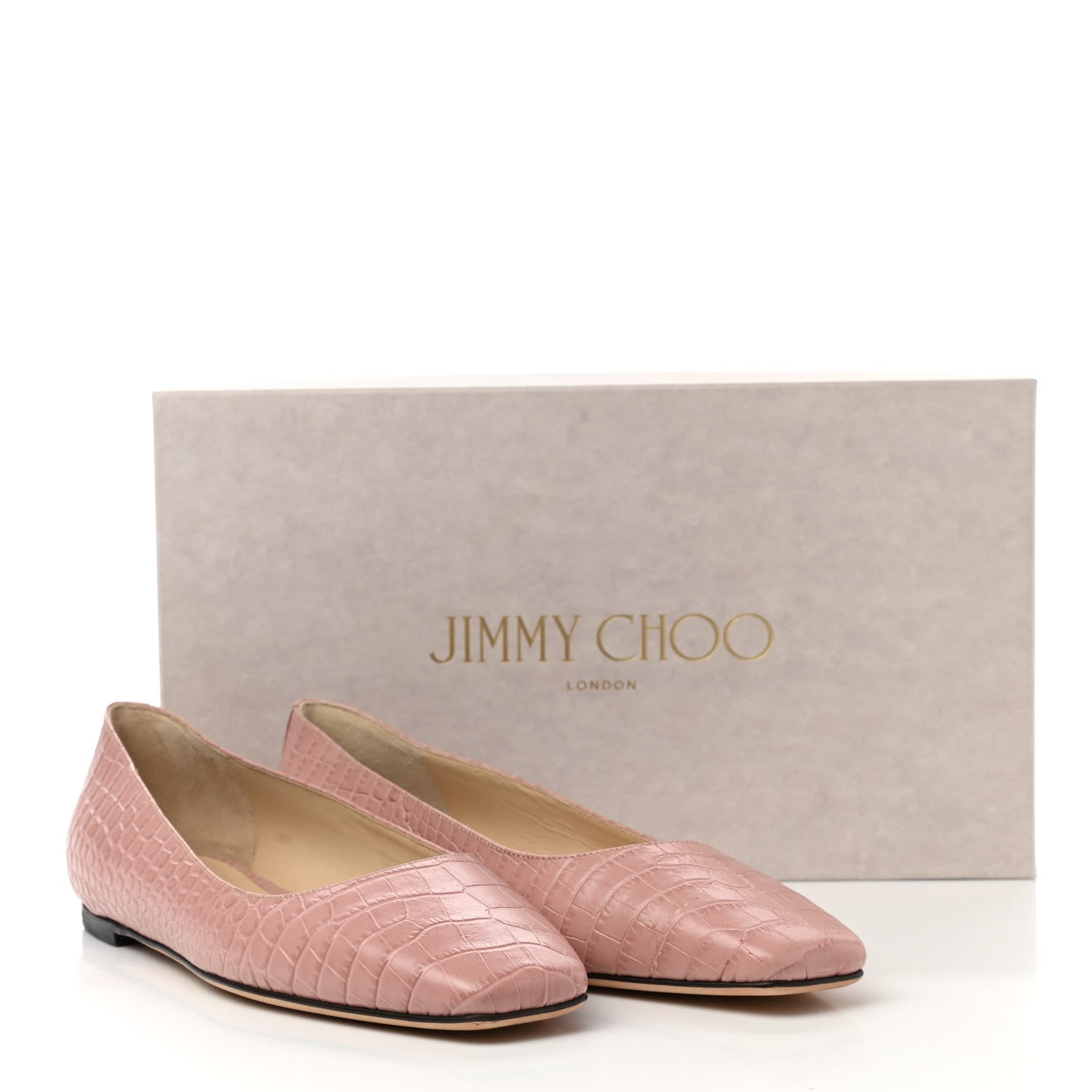 Jimmy Choo Crocodile Embossed Calfskin Mirele Ballet Flat 38 Blush 10 of 10