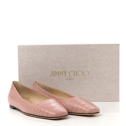 Jimmy Choo Crocodile Embossed Calfskin Mirele Ballet Flat 38 Blush 10 of 10