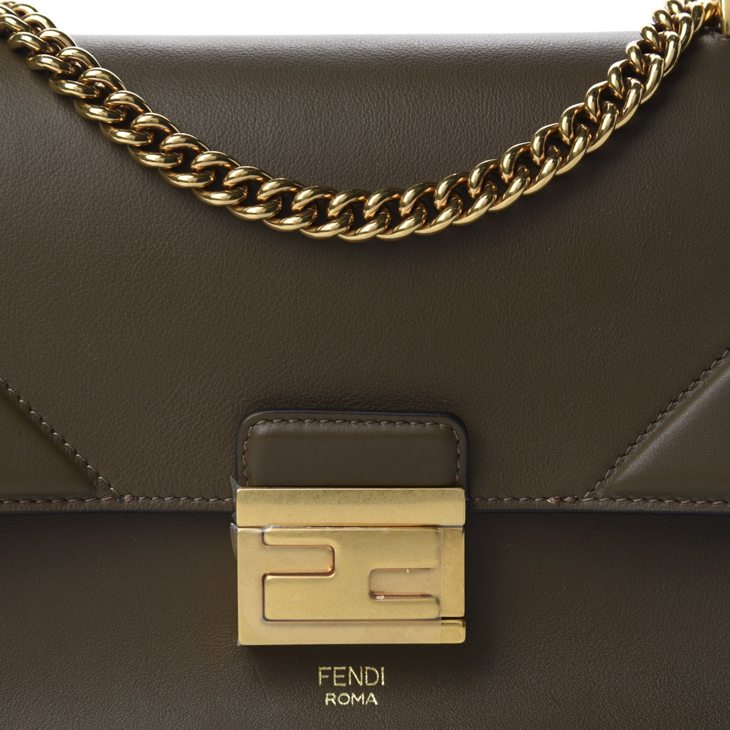 Fendi Vitello Grace Matte Small Kan U Shoulder Bag Wood 9 of 9