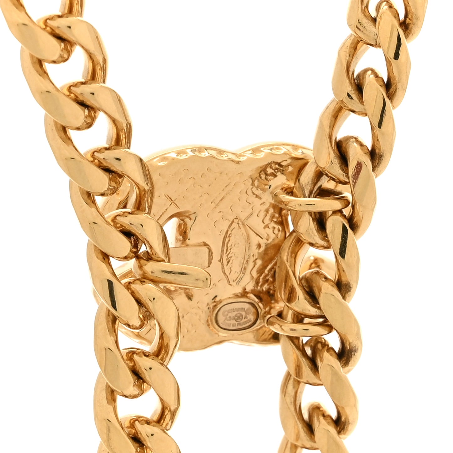 Metal Resin Chain CC Bolo Necklace Gold