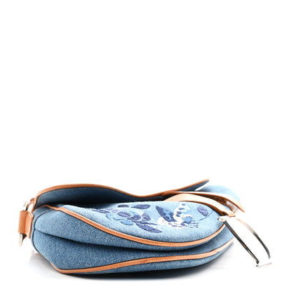 Christian Dior Denim Embroidered Saddle Bag Blue 4 of 10