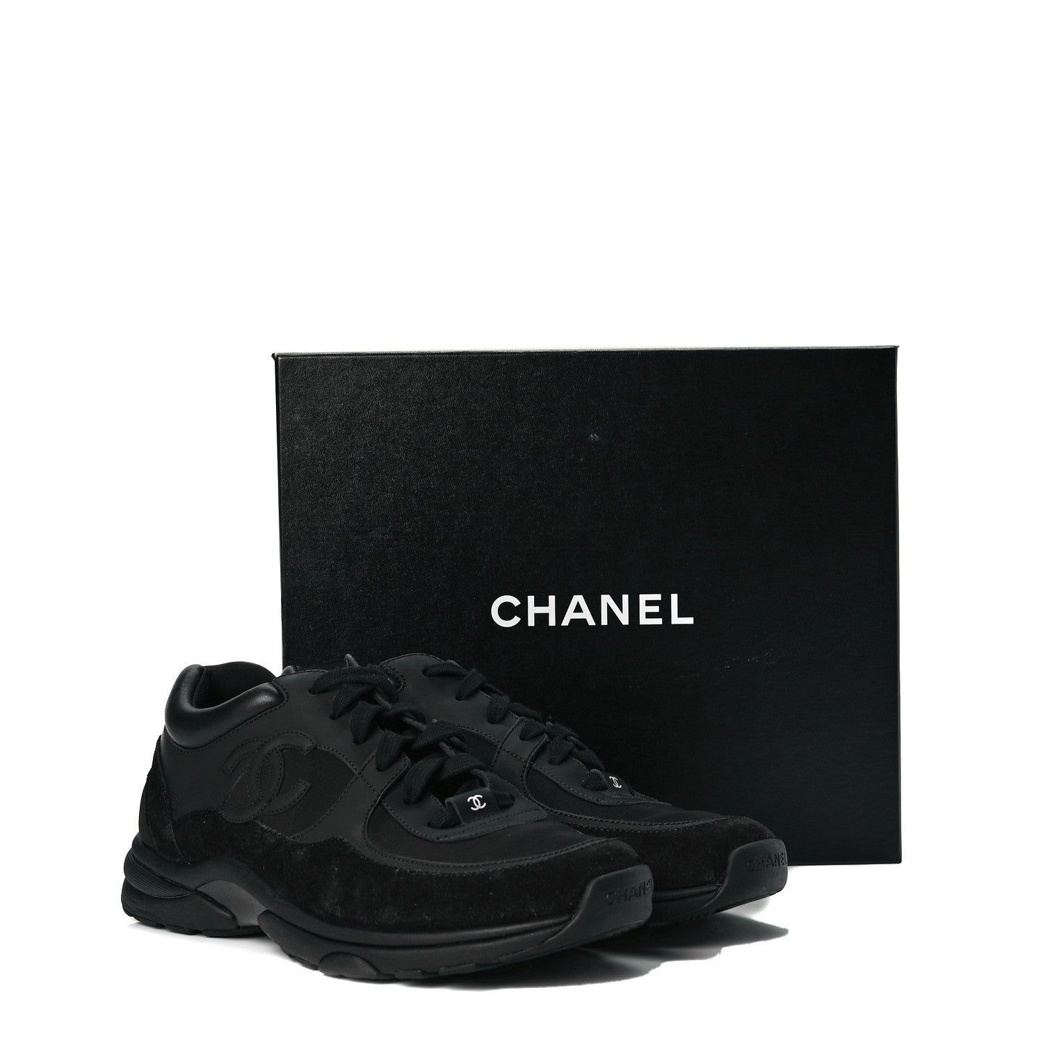 Chanel Toile Suede Calfskin CC Sneakers 40 Black 9 of 9