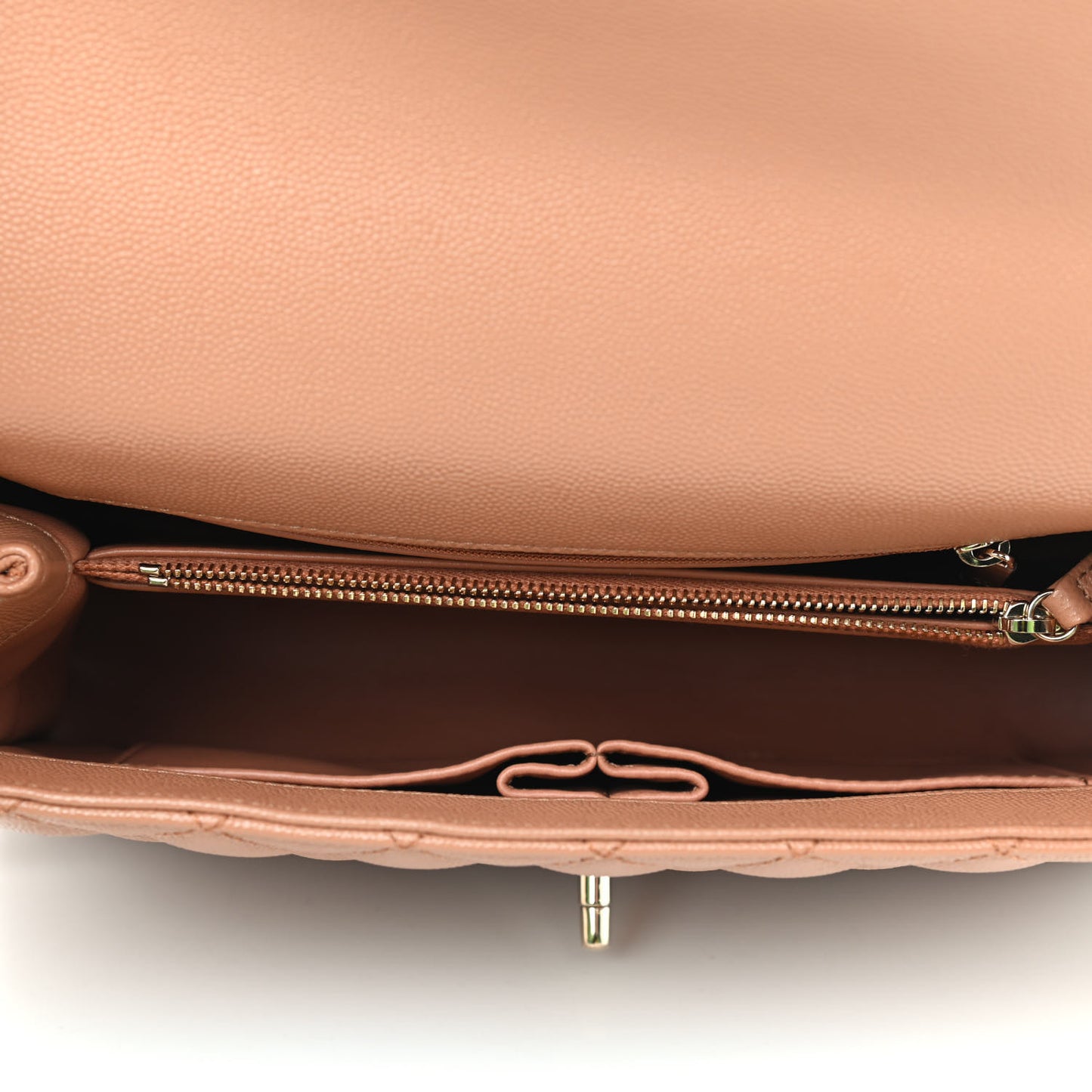 Caviar Quilted Lizard Embossed Small Coco Handle Flap Brown