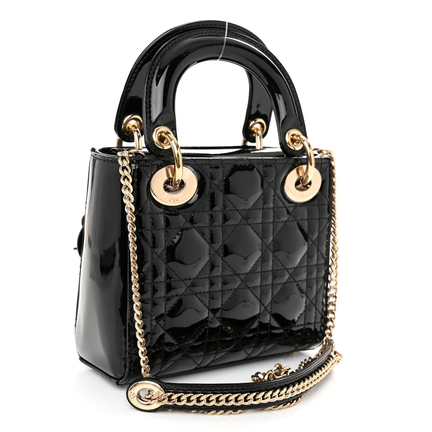 Patent Cannage Mini Lady Dior Black