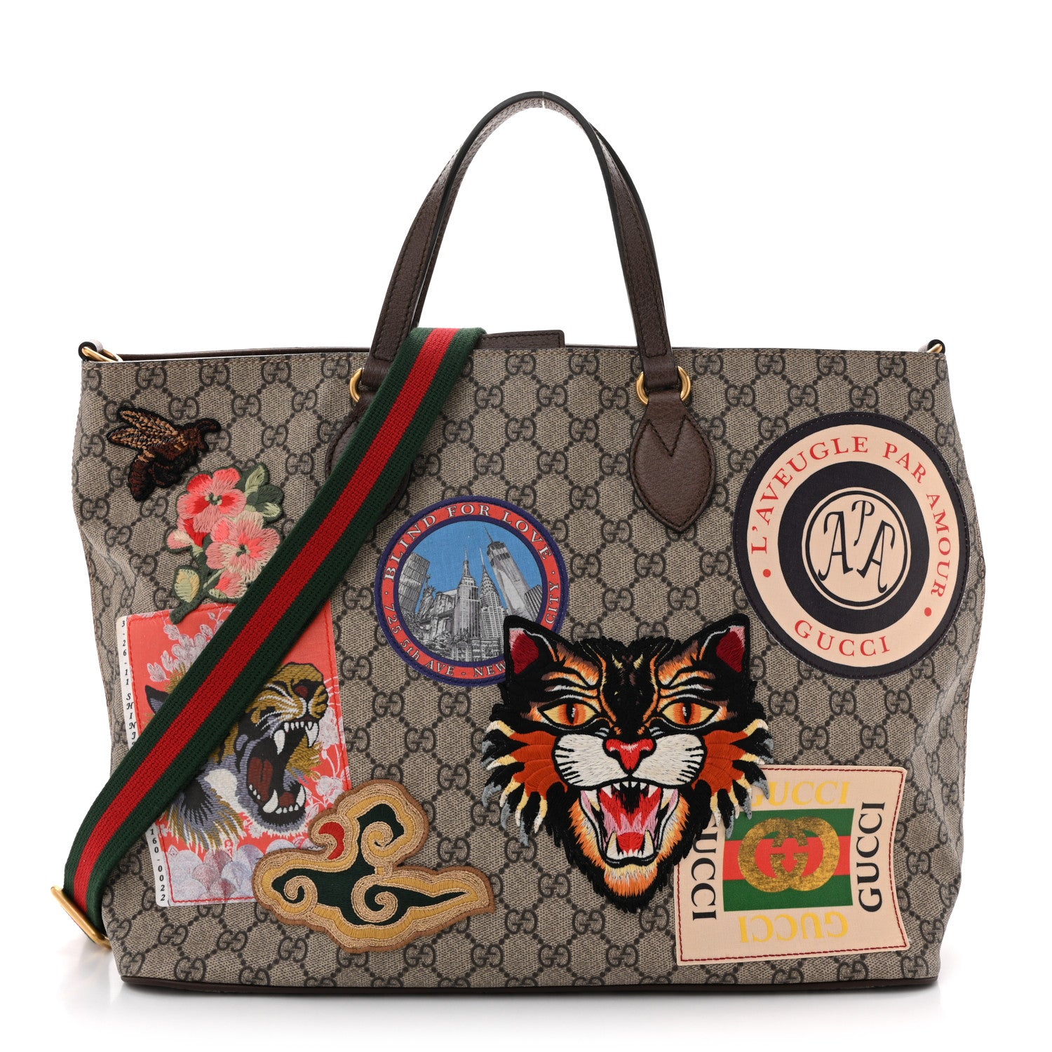 Gucci Soft GG Supreme Monogram Courrier Medium Crossbody Tote Beige New Acero 1 of 14