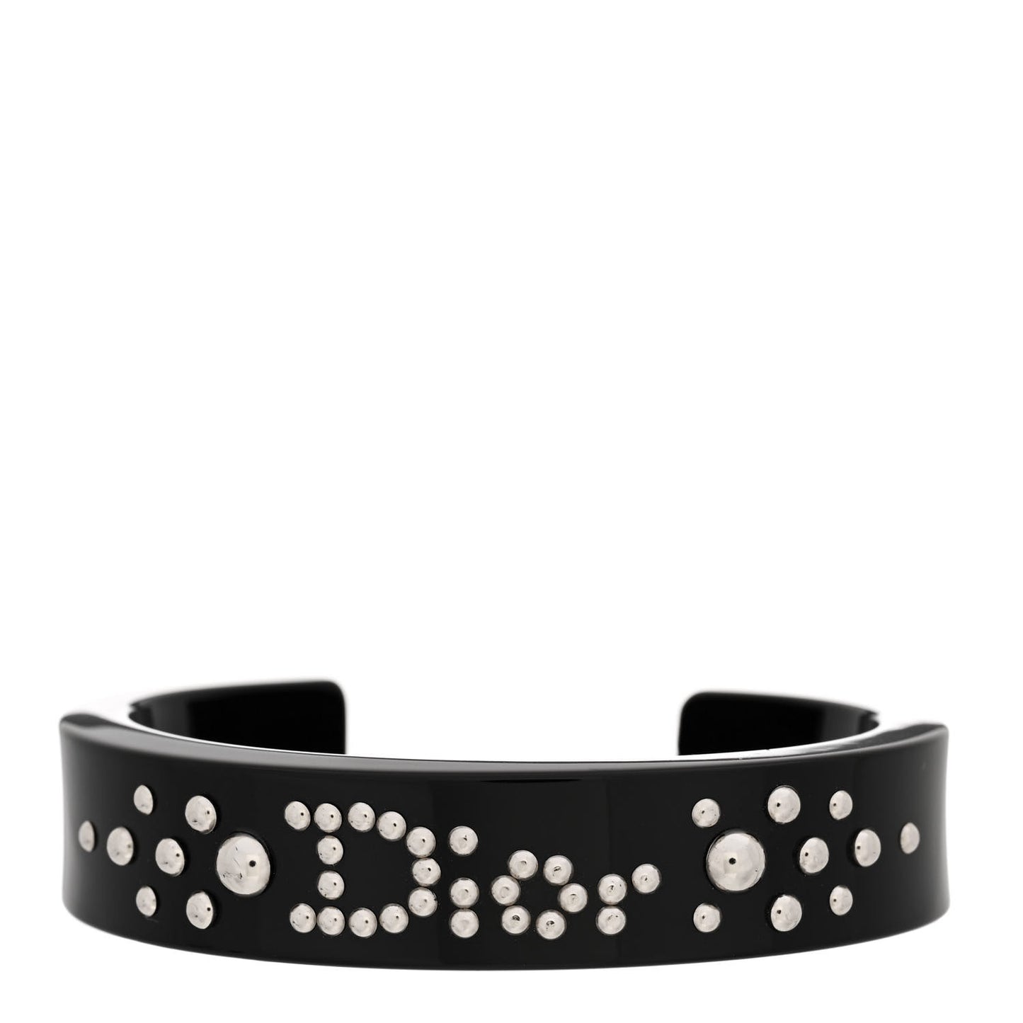 Resin Stud Logo Cuff Bracelet Black