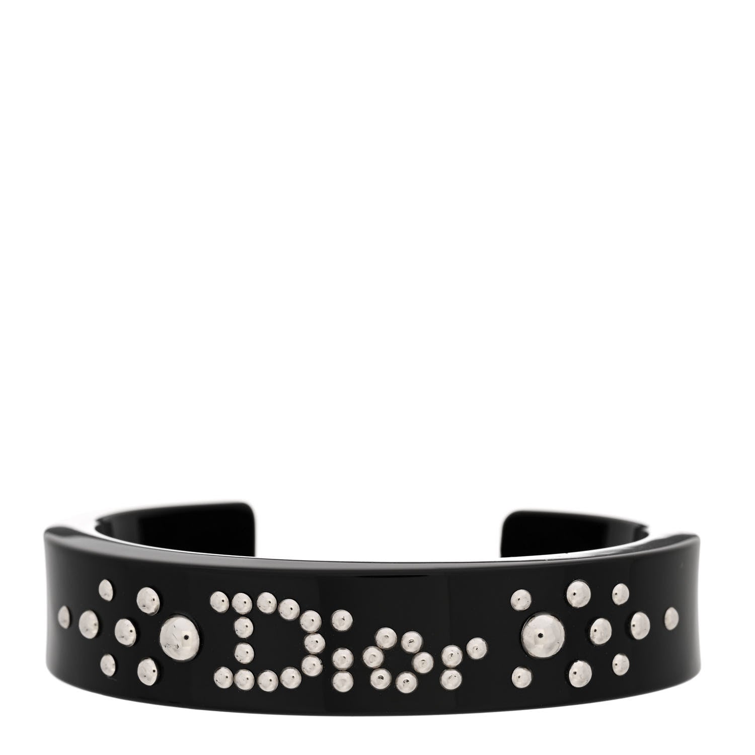 Christian Dior Resin Stud Logo Cuff Bracelet Black 1 of 4