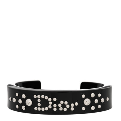 Christian Dior Resin Stud Logo Cuff Bracelet Black 1 of 4