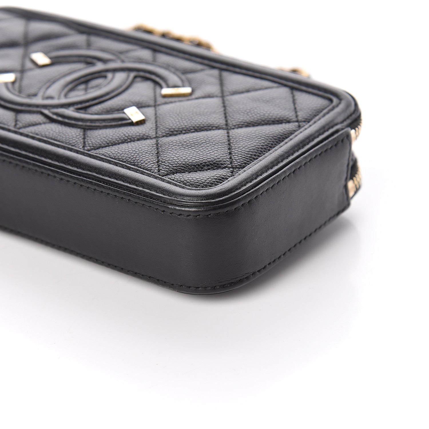 Chanel Caviar Quilted CC Filigree Clutch With Chain Black 12 of 13