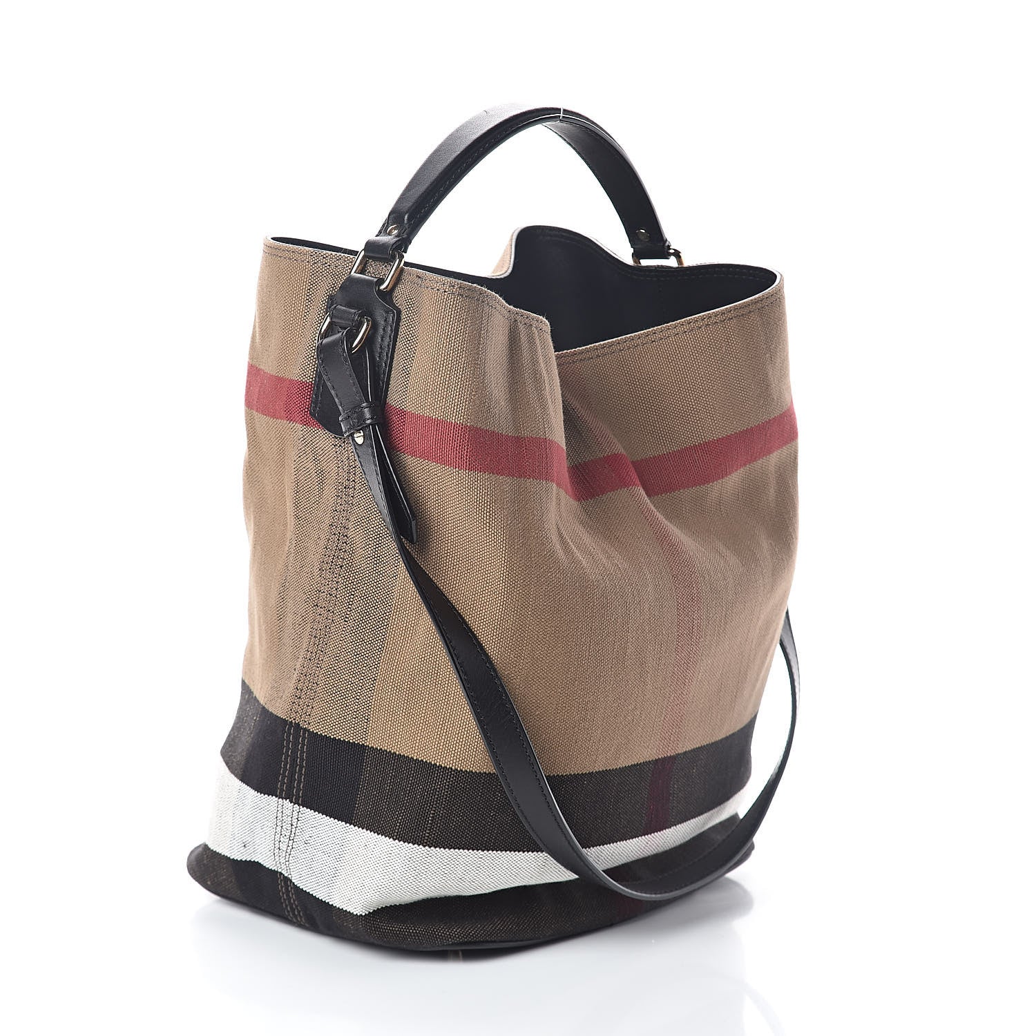 Burberry Canvas Mega Check Medium Ashby Hobo Black 3 of 10