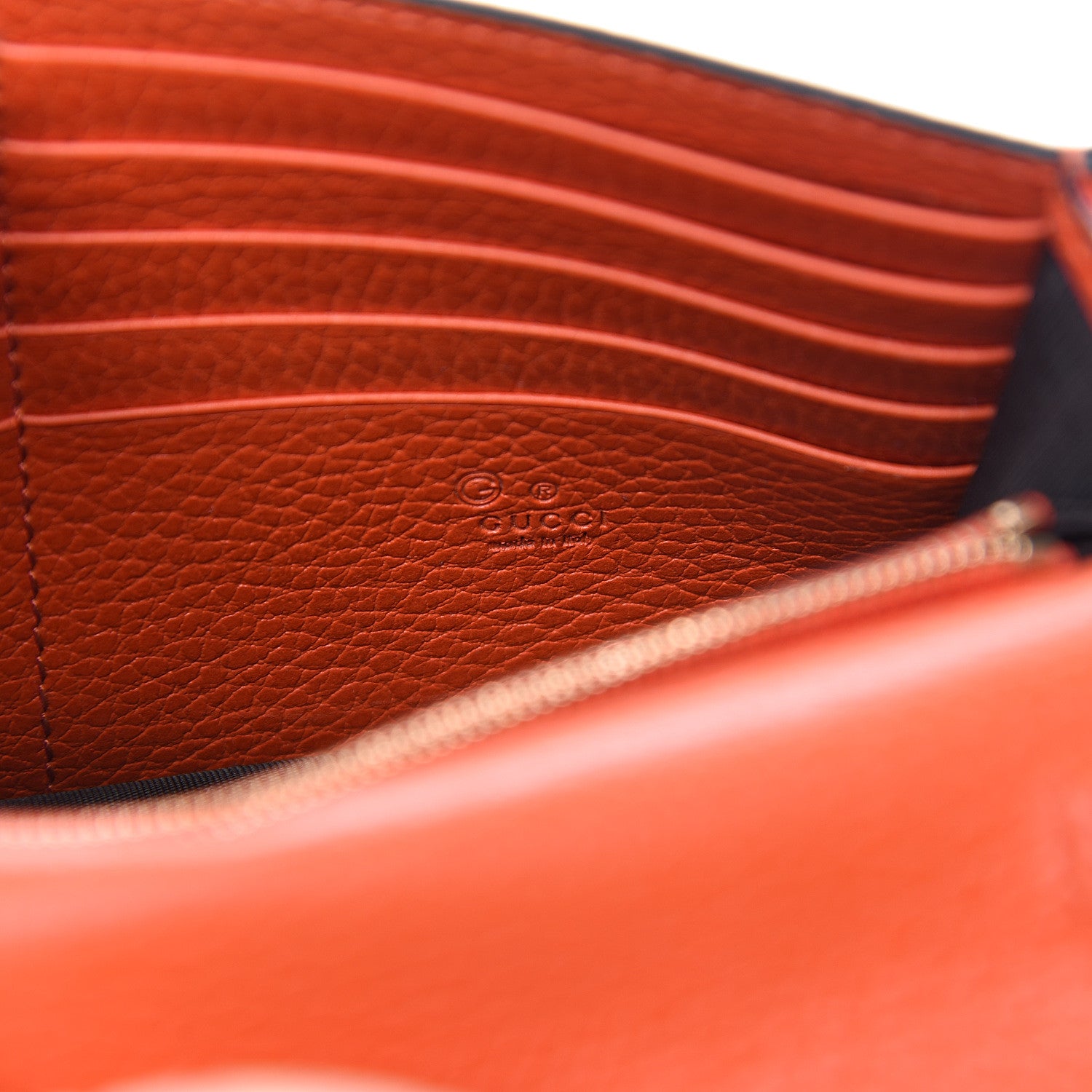 Gucci Dollar Calfskin Medium Betty Chain Wallet Sun Orange 5 of 7