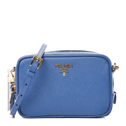 Prada Saffiano Mini Camera Crossbody Bag Azzurro 1 of 11