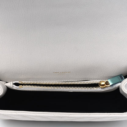 Saint Laurent Sheepskin Matelasse Chevron Monogram Medium College Bag Crema Soft 6 of 23