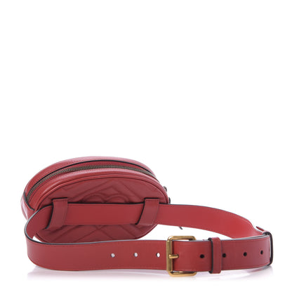 Gucci Calfskin Matelasse GG Marmont Belt Bag 85 34 Hibiscus Red 3 of 10