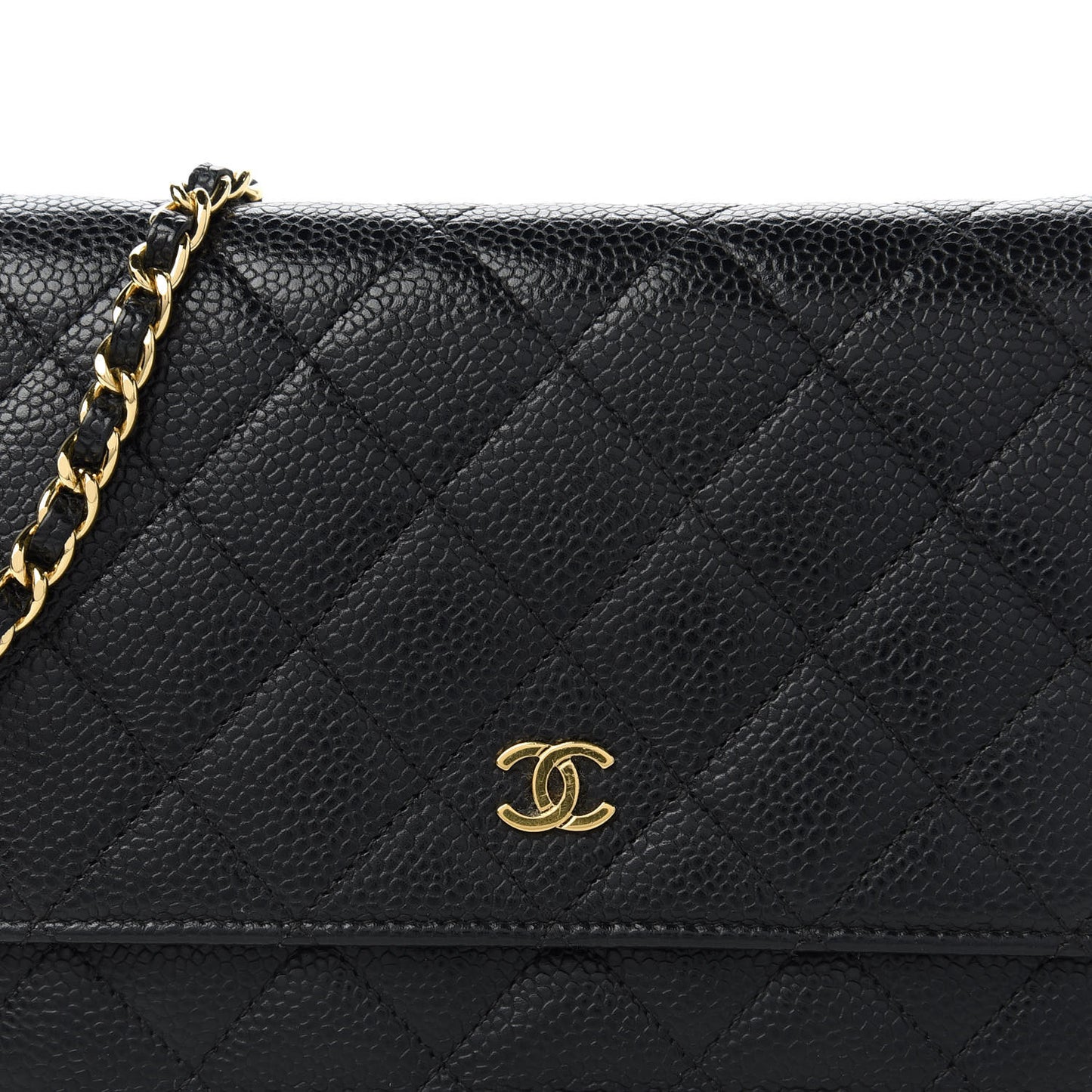 Caviar Quilted Wallet On Chain WOC Black