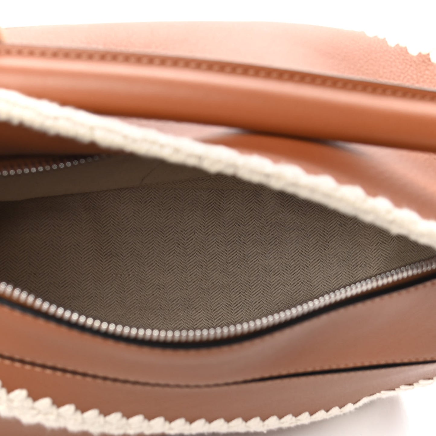 Calfskin Crochet Trim Medium Puzzle Bag Tan