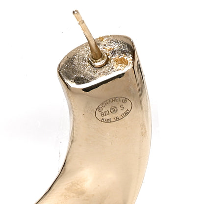 Chanel Logo Hoop Earrings Gold 4 of 5
