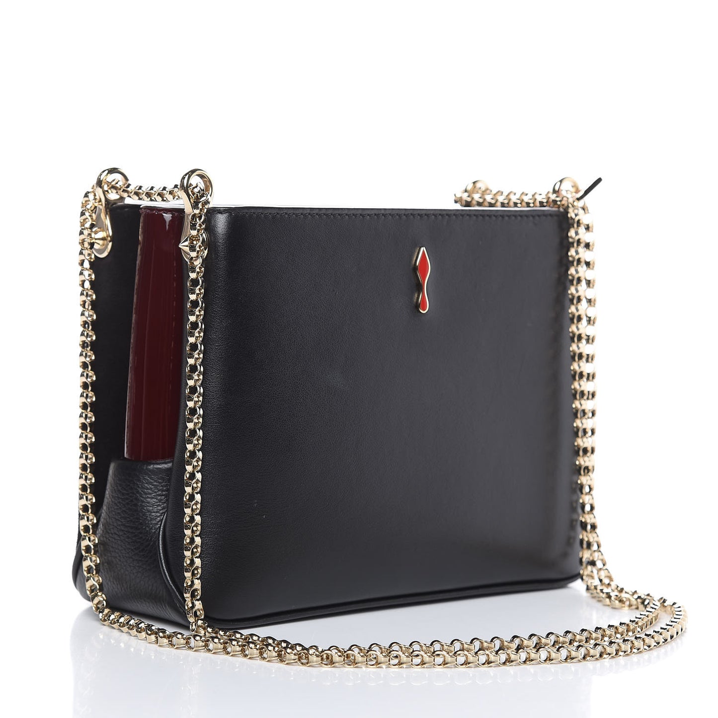 Suede Calfskin Spikes Small Triloubi Shoulder Bag Black Multi