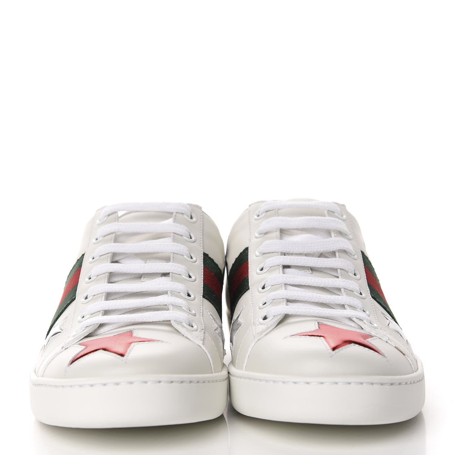 Gucci Calfskin Ayers Web Star Embroidered Womens Ace Sneakers 38.5 White Multi 2 of 10