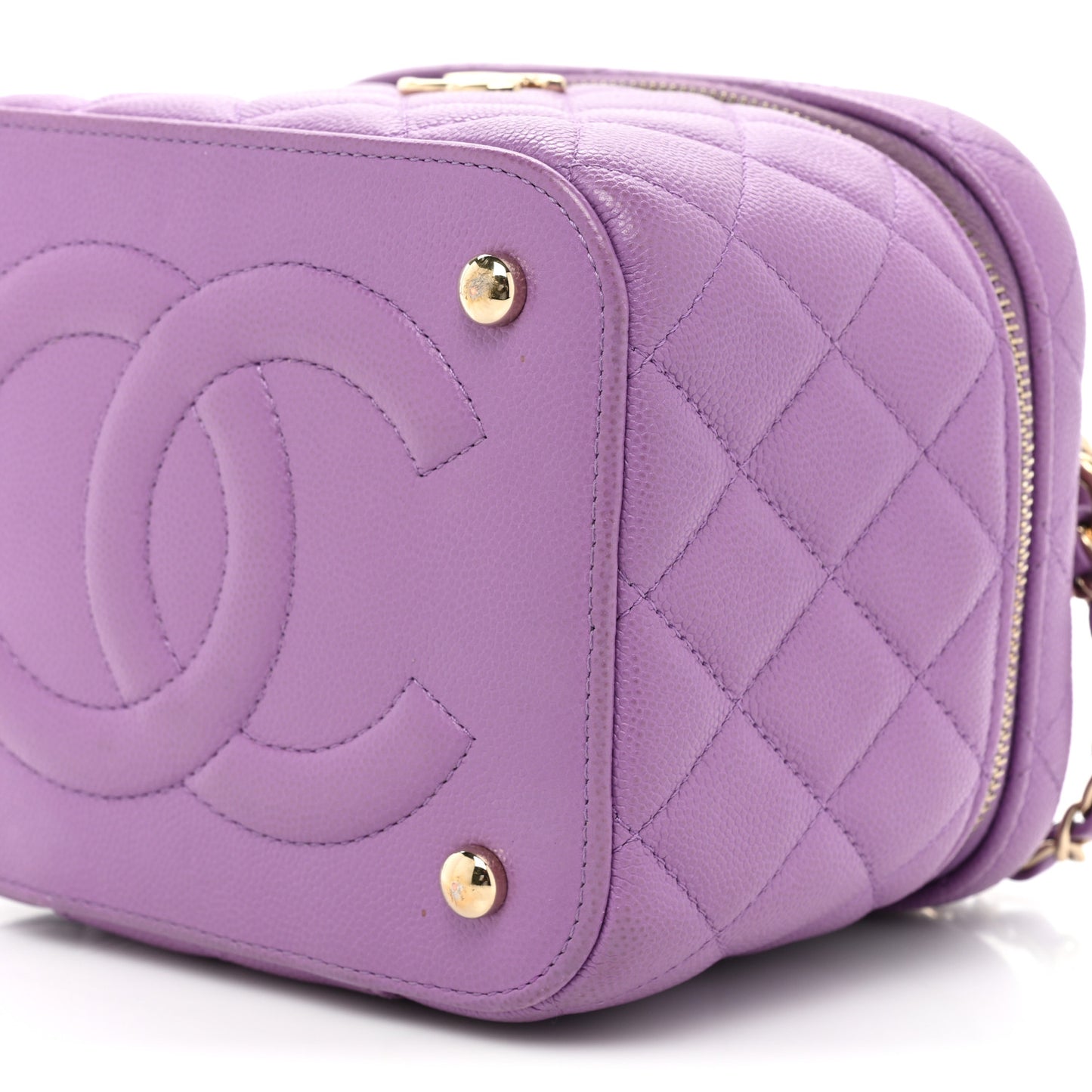Caviar Quilted Small CC Vanity Case Purple