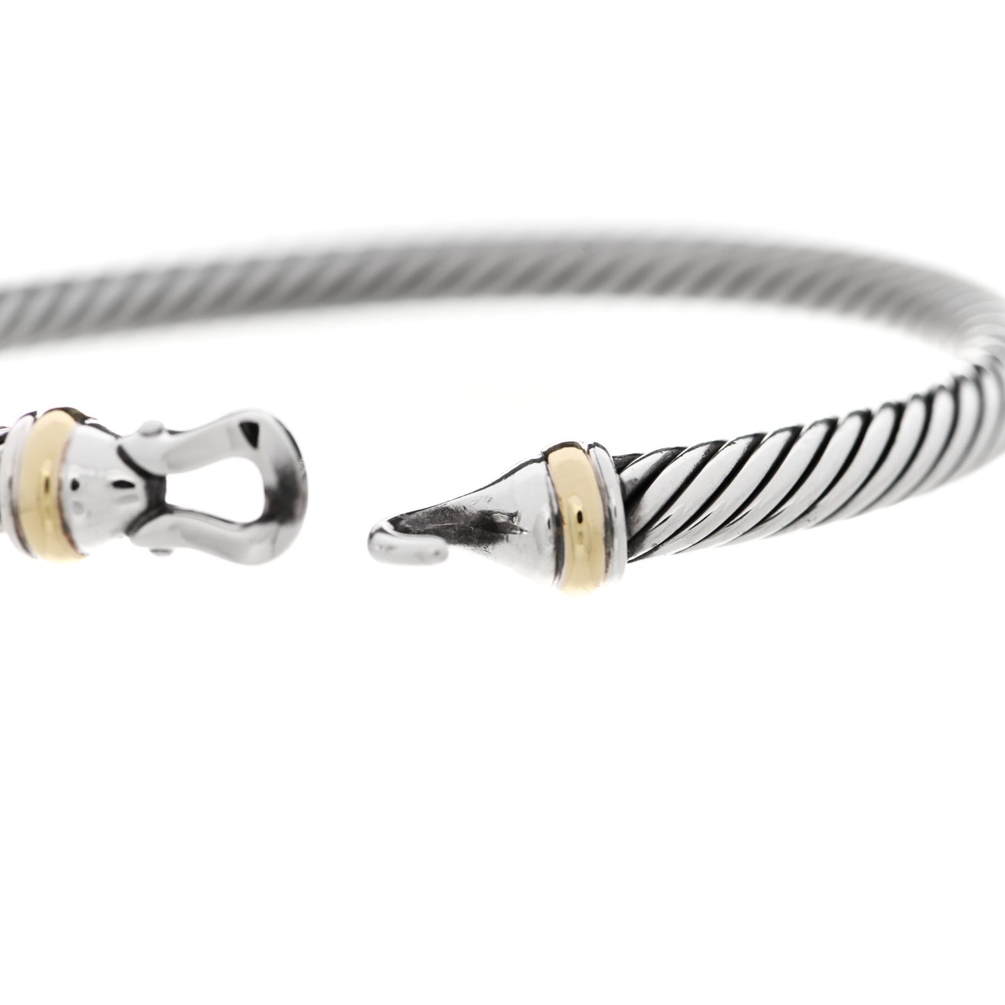 Sterling Silver 18K Yellow Gold 5mm Cable Classic Buckle Bracelet