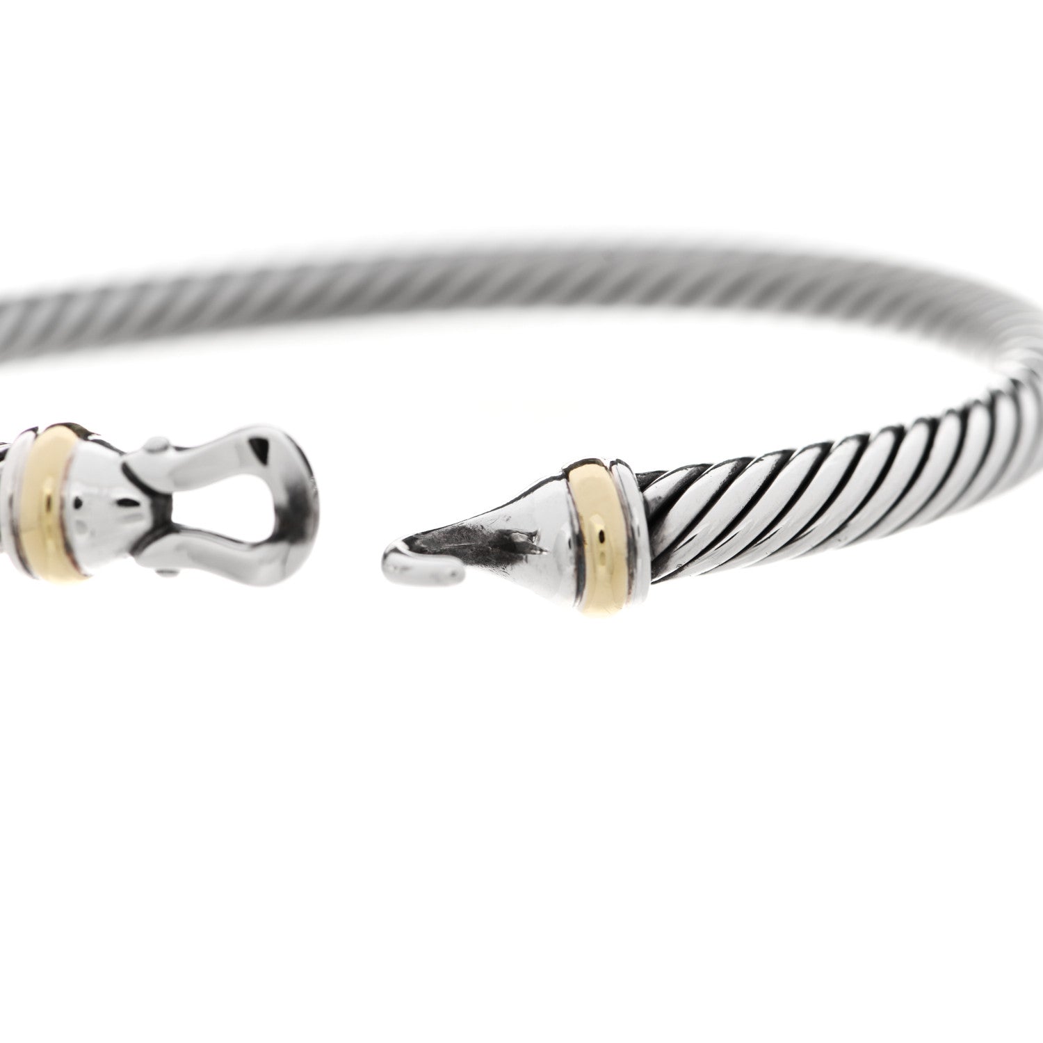 David Yurman Sterling Silver 18K Yellow Gold 5mm Cable Classic Buckle Bracelet 5 of 6
